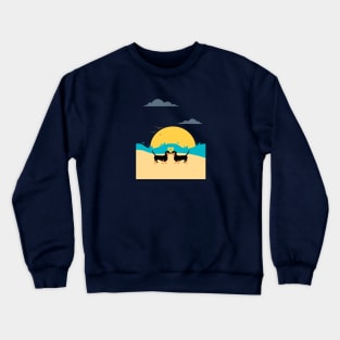 Summer Beach with Sun for Dachshund Lovers Crewneck Sweatshirt